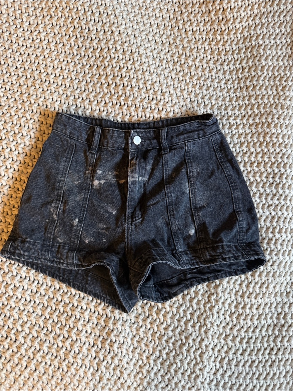 Black High-Waist Denim Shorts